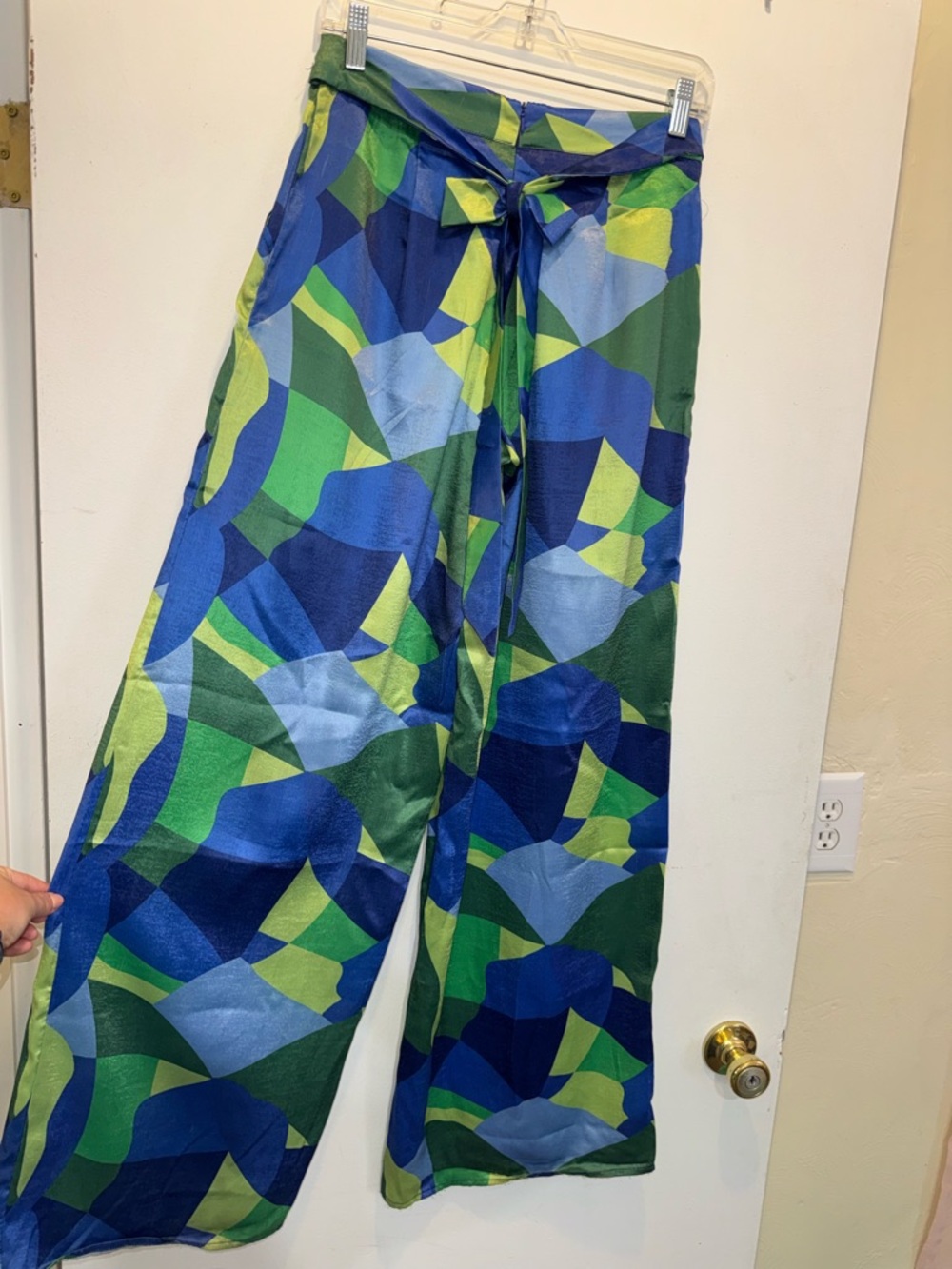 Forever 21 Wide-Leg Printed Chinos - Blue & Green